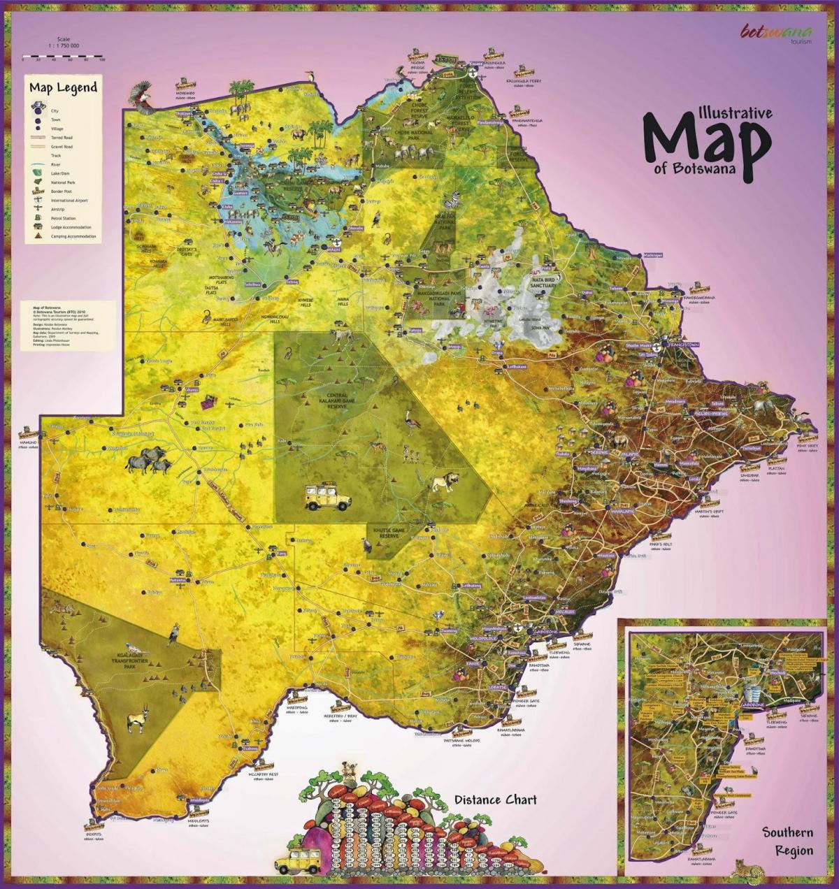 Botswana mappa del turismo