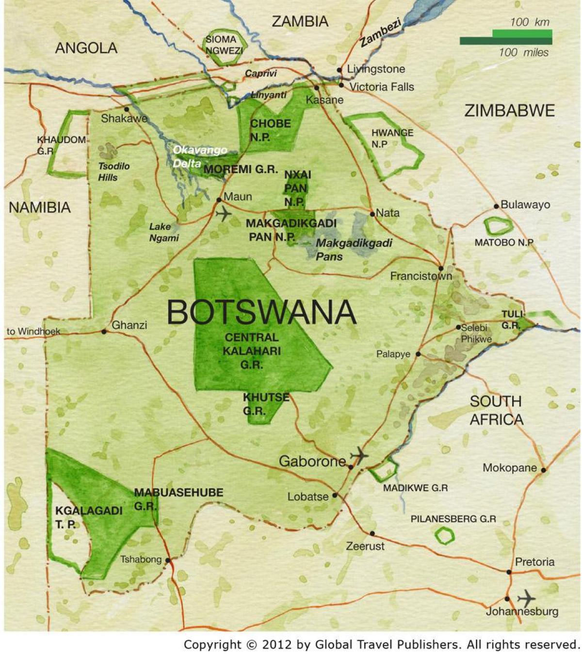 la mappa di gioco del Botswana si riserva