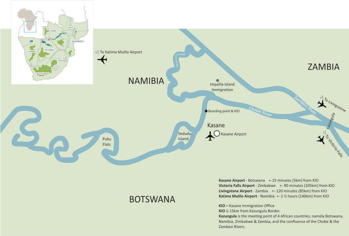 mappa di kasane, Botswana