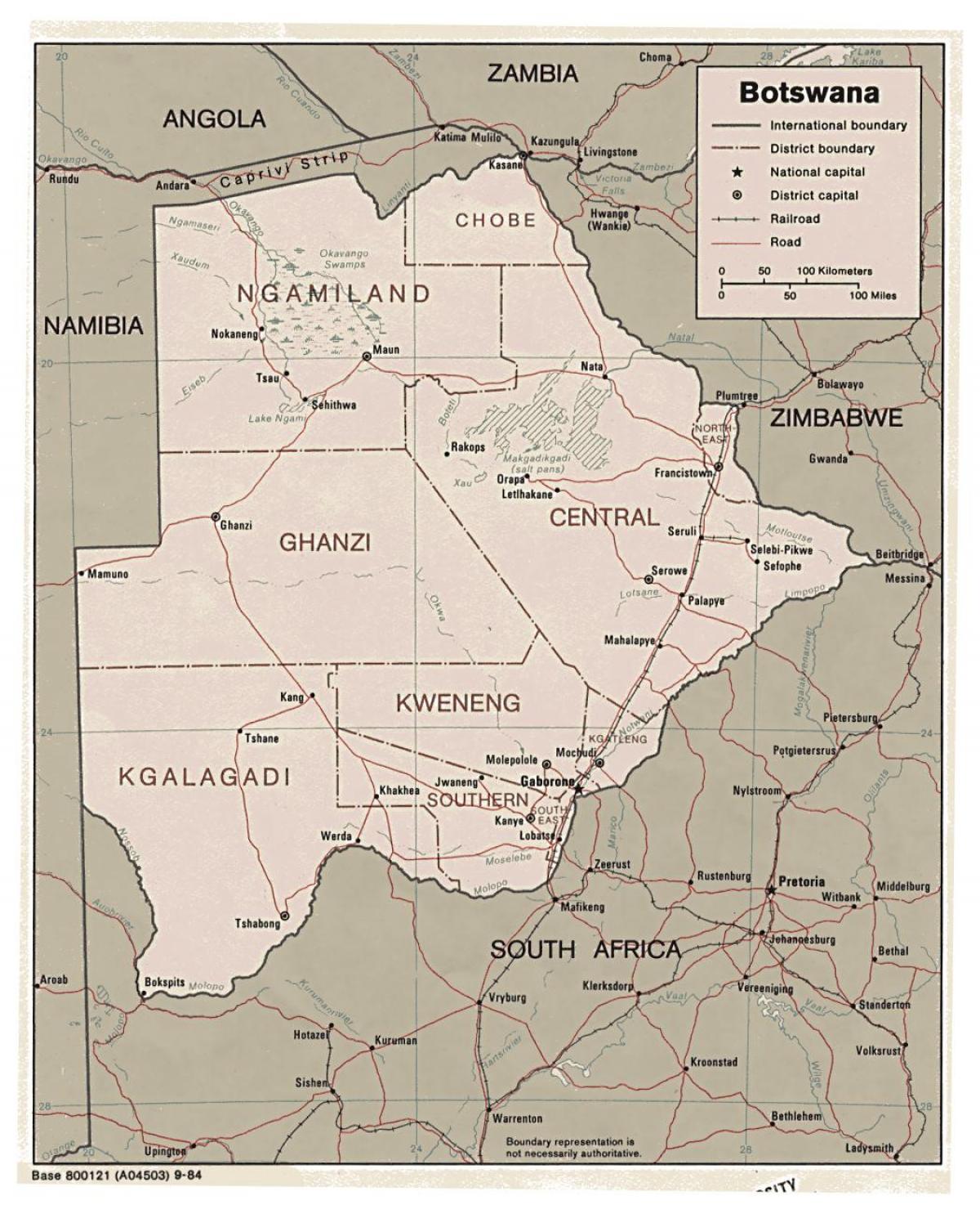 mappa dettagliata del Botswana