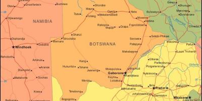 Mappa del Botswana che mostra tutti i villaggi