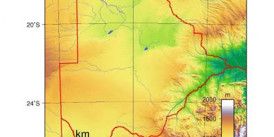 Mappa del Botswana fisico