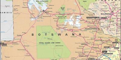 Una mappa con il Botswana, la mappa per distanze